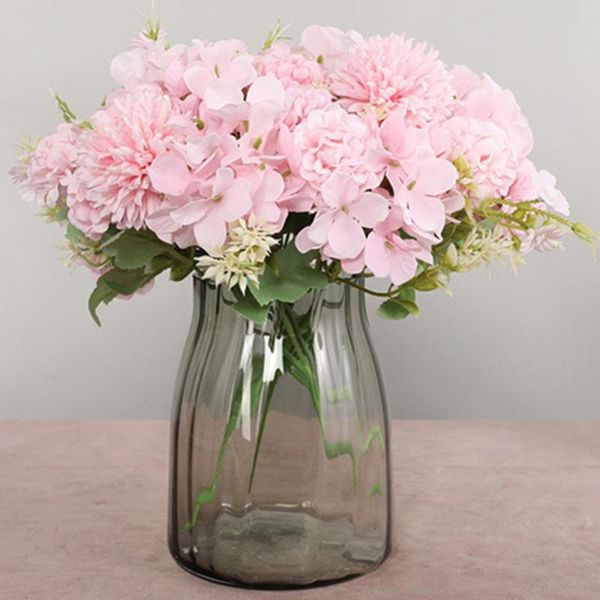 

2pcs peony silk artificial white flowers bouquet decoration for bride wedding table pink fake hydrangea flower decorative & wreaths
