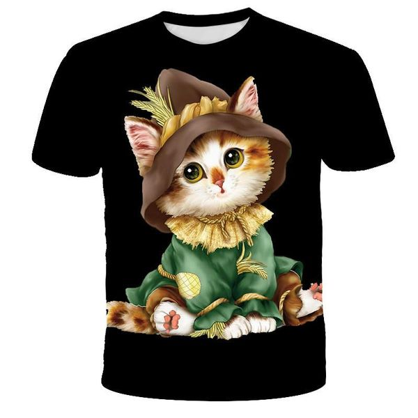 

men's t-shirts animal cat 3d printed casual t-shirts, cute and interesting styles of western-style women's clothing, fashionable s, White;black