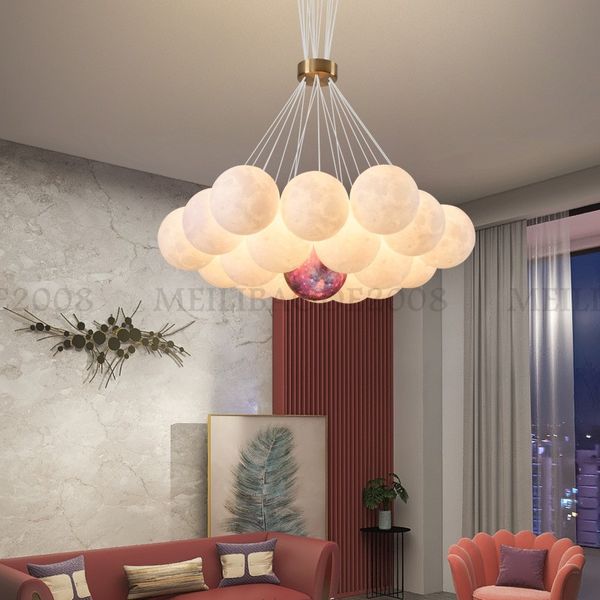 Nordic 3D Planet Moon LED Lampada Bubble Ball Lampadario Lampade a sospensione Hanging Lighting Designer Ristorante creativo Camera da letto Soggiorno Sala da pranzo Sospeso