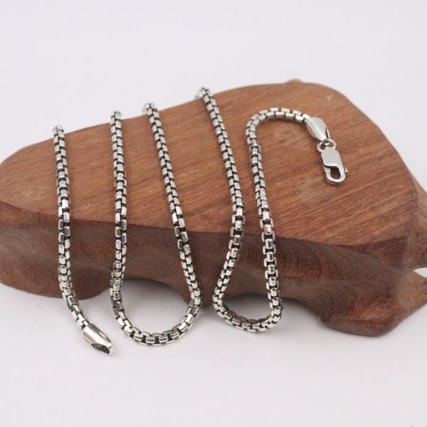 

chains authentic 925 sterling silver 3mm round box link chain necklace 18" 22" 24" 26" 27.6" available