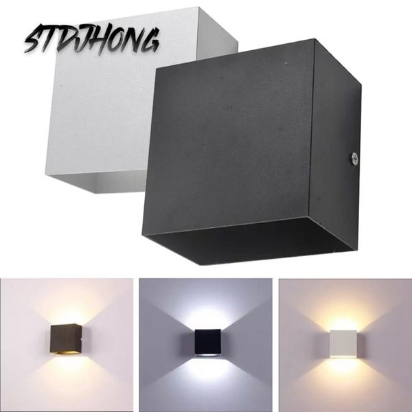 

wall lamps factory dimmable 6w 85-265v cube cob led indoor lighting white/black lamp modern home decoration sconce