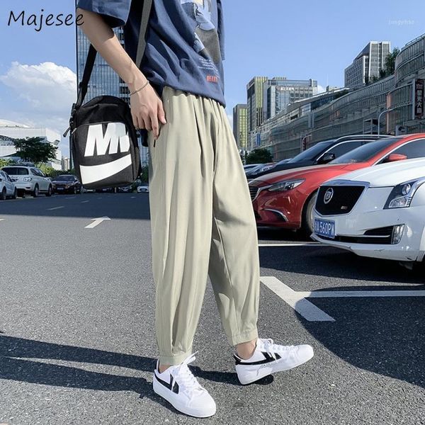 

men's pants solid basic causal men couples large size m-5xl harem ankle length trousers summer male draped high street fashion, Black