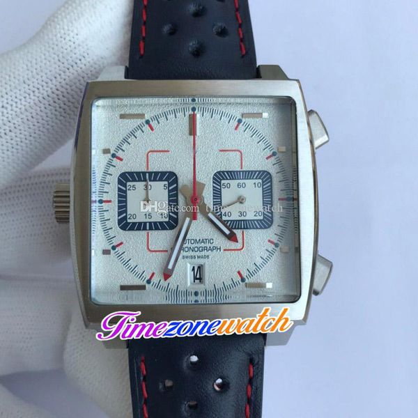 

3a 39mm square japan vk quartz chronograph mens watch satch white frosted dial steel case black leather red fringe strap gents watches timez, Slivery;brown