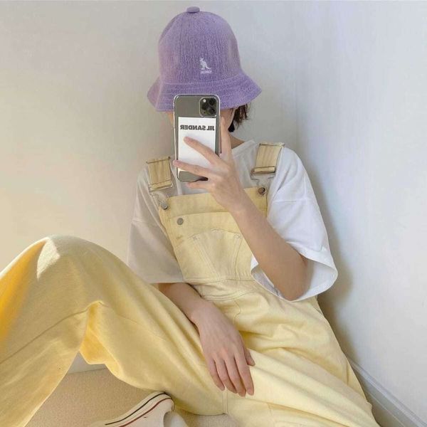 

autumn cream yellow loose pants age reduced slim tube wide leg denim suspender women, Blue