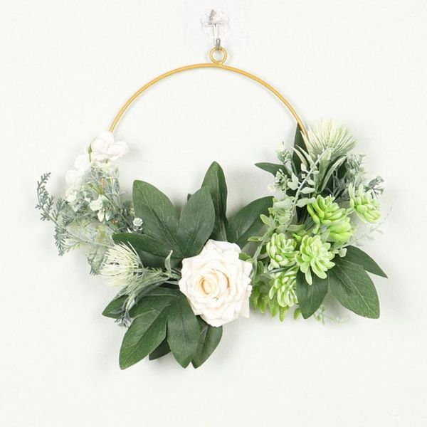 

decorative flowers & wreaths artificial iron art eucalyptus wall hanging wreath decoration rose flower wood hoop for wedding backdrop floral