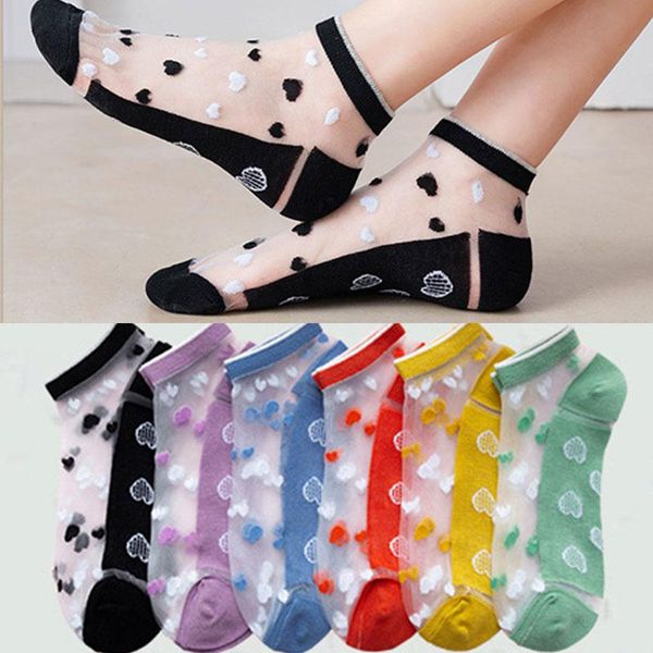 

socks & hosiery summer mesh silk women girls tansprent print short ankle lace female boat focks sweet cute floral, Black;white