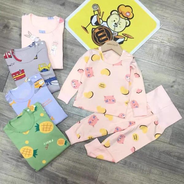 

clothing sets children's baby boys girls long-sleeved underwear set toddler kids high waist belly protection pajamas 2pcs, White