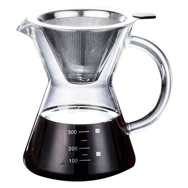 

coffee pots 400ml pour over maker drip thicken glass container hand percolators stainless steel filter home drinkwares