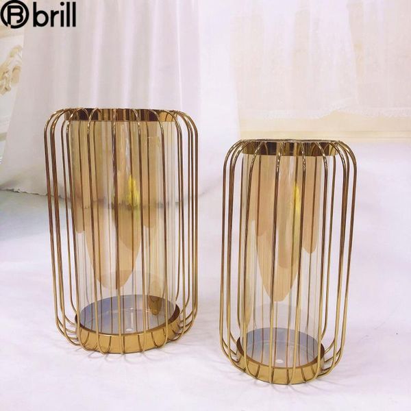

candle holders european style glass vase gold metal geometric candlestick windproof living room candelabros decorativos de velas