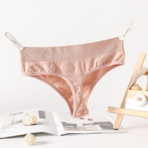 

women's panties low-waist t-pants high-fork cotton ribbed low waist thong underwear soft sportswear fitness, Black;pink