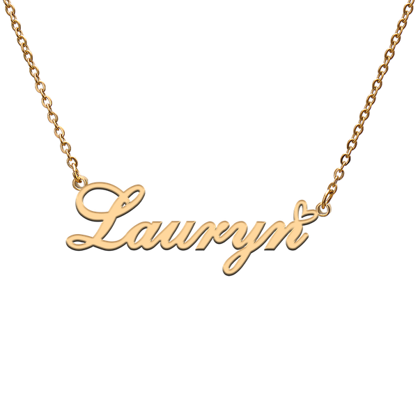 

charms god with love heart personalized character necklace name lauryn for friend jewelry gift, Bronze;silver