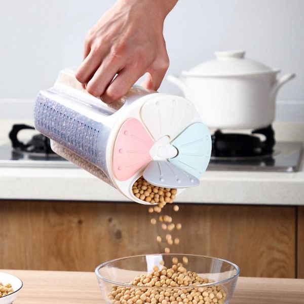 

storage bottles & jars grain box transparent plastic compartment barrel sealed cereal containers jar kitchen accessories
