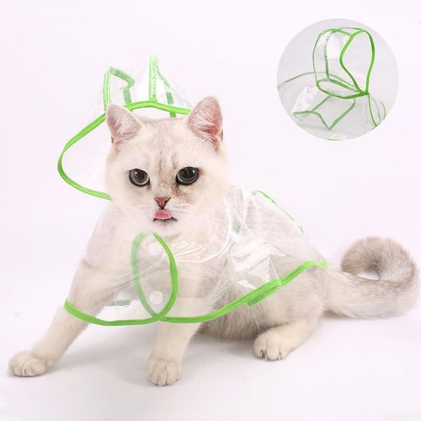 

cat costumes pet puppy transparent rainwear raincoat hooded waterproof jacket clothes