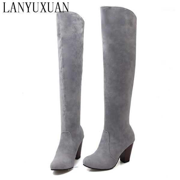 

boots 2021 botas mujer big size 34-43brand design patch color over the knee thick sole platform slim long winter autumn 50491, Black