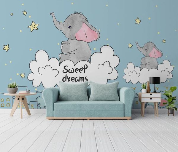 

wallpapers ainyoousem hand painted cartoon white cloud star background wall papier peint papel de parede wallpaper 3d stickers