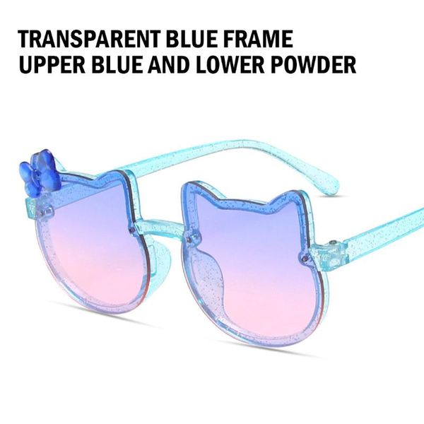 

children's fashion gradient color glasses sunglasses 2021 shiny bow cute cat children frames, Black