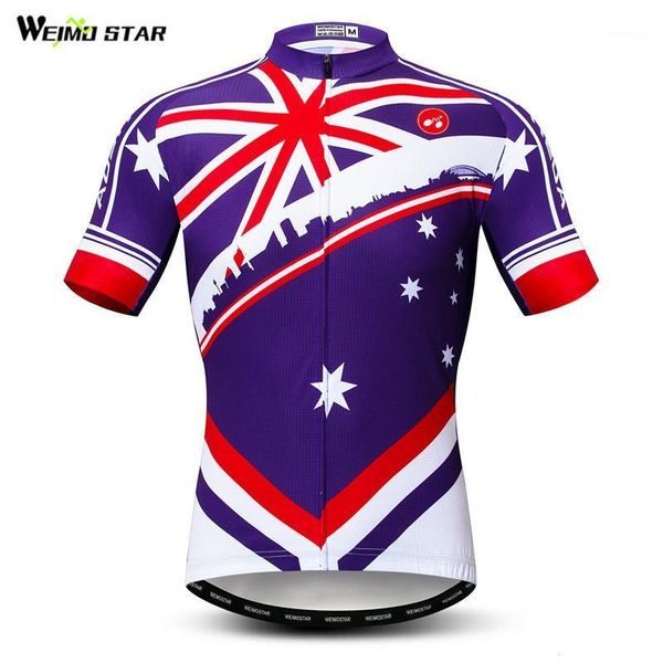 

weimostar summer australia cycling jersey shirt men mountain bike clothing wicking racing bicycle clothes uniform wear1, Black;red