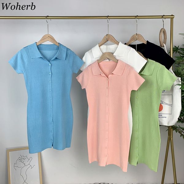 

summer women thin knitted mini dress candy color pencil bodycon sweater dresses elegant casual robe vestidos 210417, Black;gray