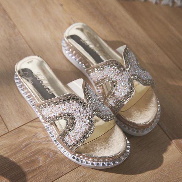 

slippers summer women's fashion platform casual sandals indoor shoes outdoor flat chaussures femmes t nouveau u24-22, Black