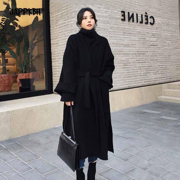 

women's wool & blends women jackets female long coats solid windbreaker autumn spring lady slim fit outwears fashion vintage winter jac, Black