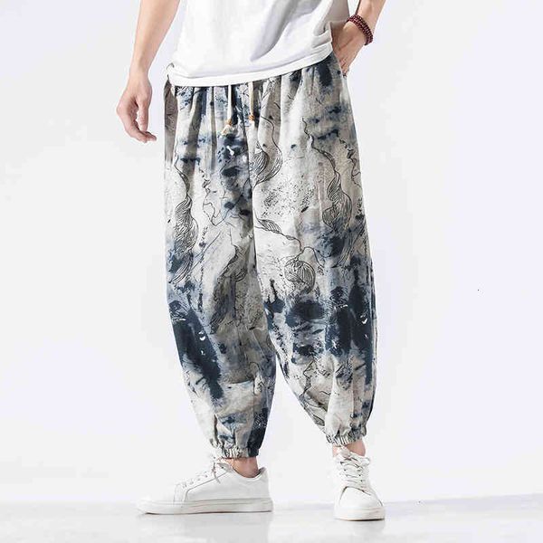 

men's pants harem joggers printed drawstring drop-crotch trousers loose korean streetwear cotton casual xpaf, Black