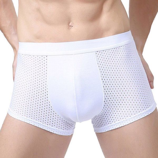 

ice silk men's underwear mesh boxer, Black;white