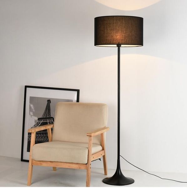 

floor lamps 2021 modern white black lamp with fabric lampshade for living room bedroom bedside e27 el cloth standing light