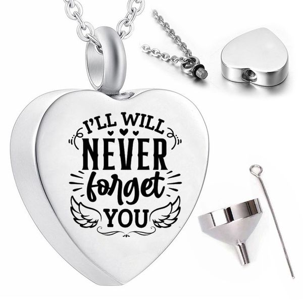 

angel wings memorial pendant ashes urn cremation jewelry souvenir ladies men's necklace, Silver