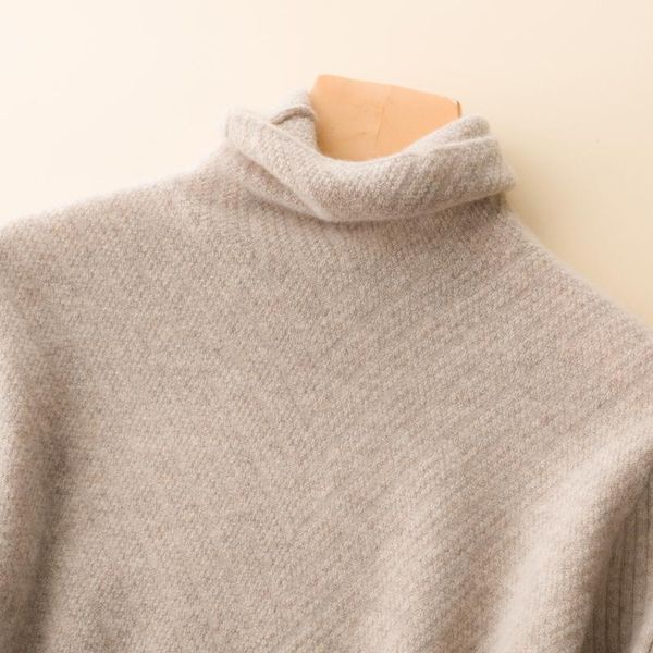 

women's sweaters lhzsyy all wool 2021 autumn winter clothing cashmere knibottoming shirt 100%wool sweater high neck ladies loose thick, White;black