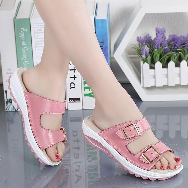 

slides 2021 fashion pu leather beach shoes women flat heels flip flops barefoot slippers zapatillas mujer, Black