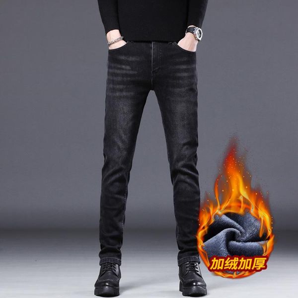 

men's jeans autumn style skinny slim-fitting trousers fashion slim stretch black men, Blue