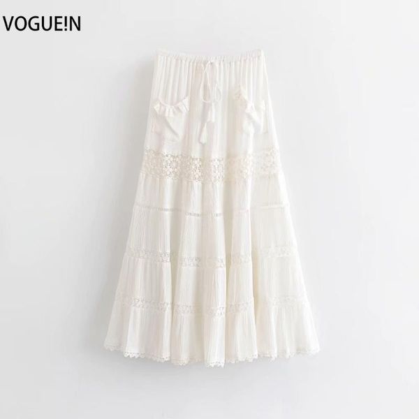 

skirts womens summer beach boho lace mix hollow pockets white maxi skirt, Black