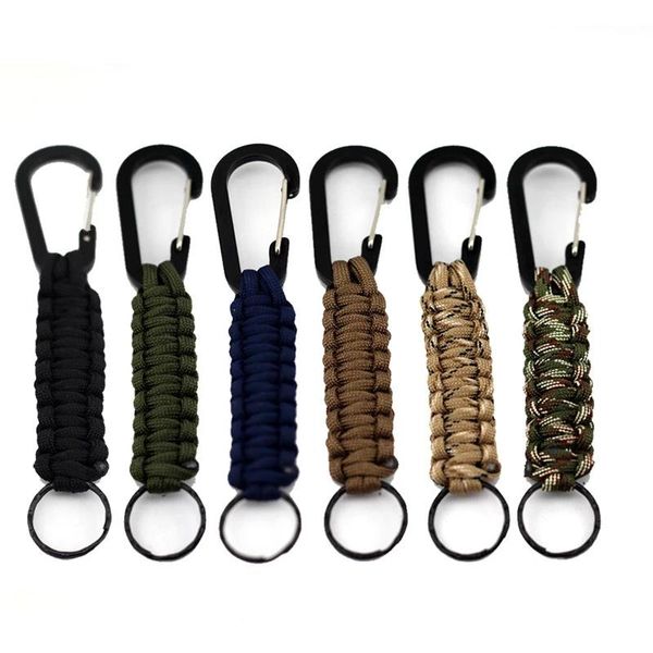 

outdoor survival kit parachute keychain emergency military paracord rope key carabiner extendable force 100kg party favor