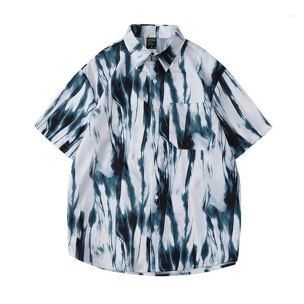 

men's casual shirts summer men shirt short sleeve hawaiian button up beach for harajuku streetwear clothing camisas, White;black