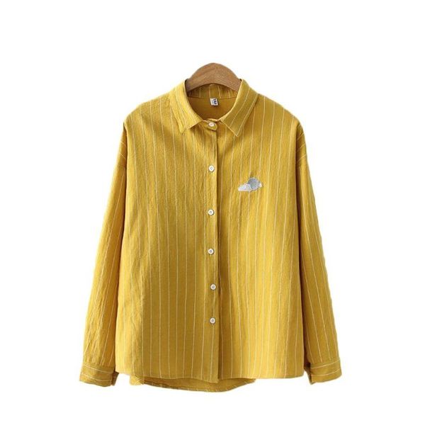 

women's blouses & shirts autumn blouse vintage multicolor retro stripe moon sun white clouds embroidery long sleeve shirt formal woman