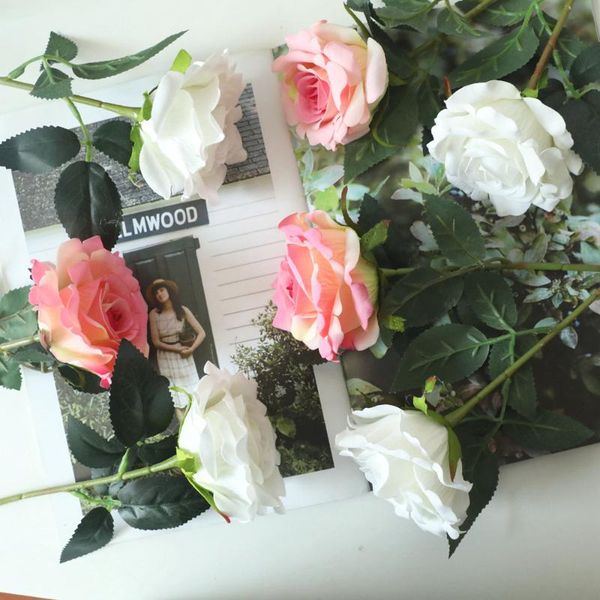 

decorative flowers & wreaths artificial silk rose branch for valentine's day gift decoration fake roses flower red white weddin
