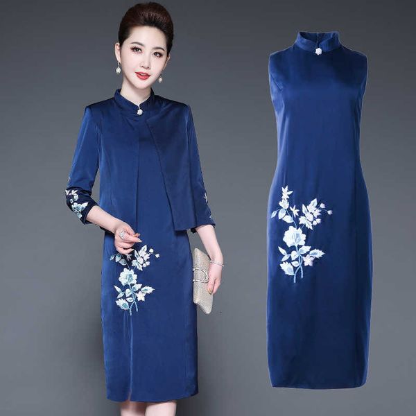 

luxury party evening dress 2021 cheongsam two-piece set xi -in-law young spring and autumn, White;pink