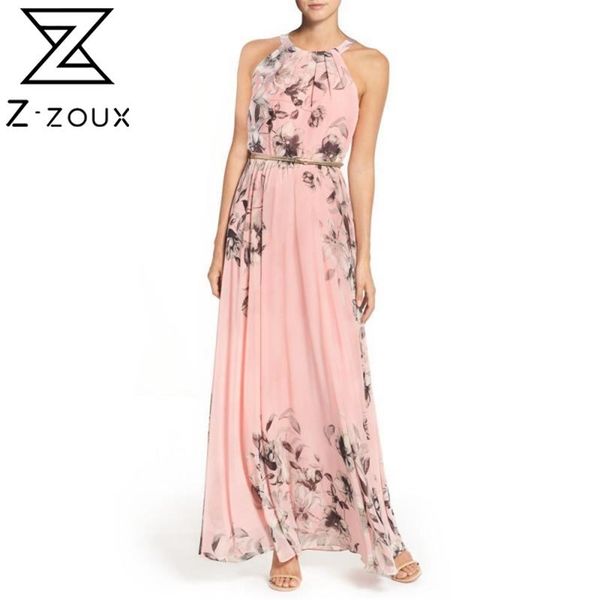 

women dress printed bohemia es long print floral maxi sleeveless lace up halter beach es summer 210513, Black;gray