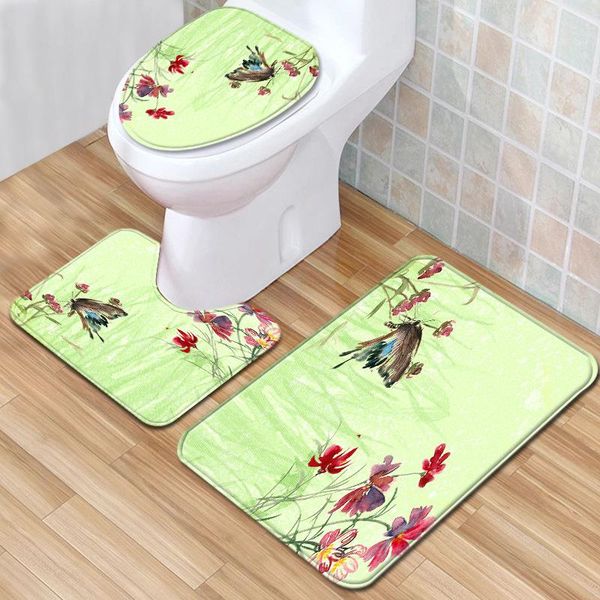 

carpets bathroom carpet texture printed bath mat set toilet 3-piece absorbent non-slip floor rugs