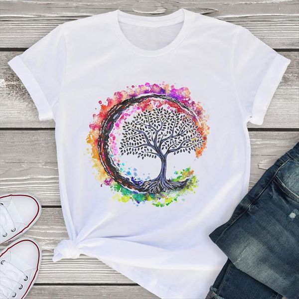 

graphic short sleeve watercolor womens 90s style print fashion summer tees clothing female t, White