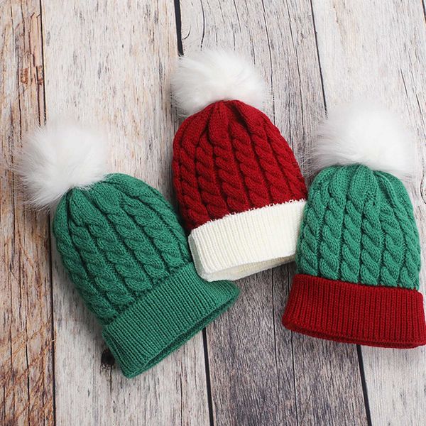 Crianças Criança Bebê Beanie Beanie Beanie Children Thumb Thle Thick Ski Cap Pompom com para meninos meninas pele de natal Pom