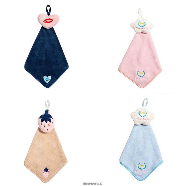 

towel cute coral velvet hanging hand cartoon strawberry cloud heart cleaning cloth thicken absorbent dishcloth with loop au10 21