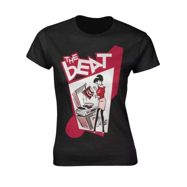 

ladies the beat record player girl licensed women ladies t-shirt, White;black