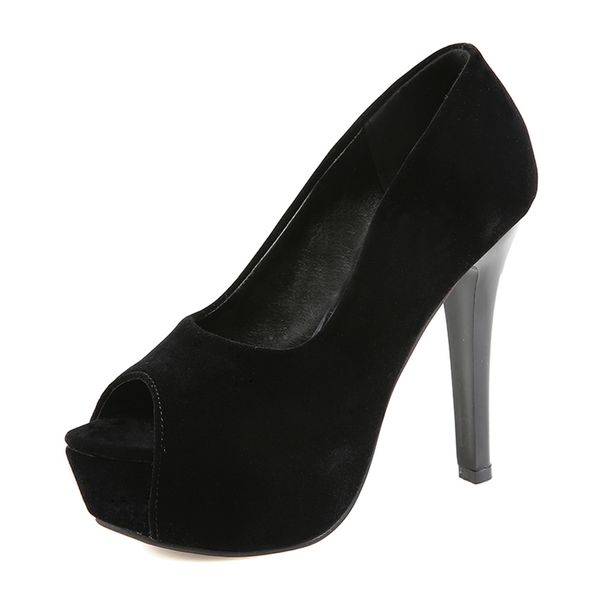 

dress shoes arrivals sarairis dropship plus size 32-48 peep toe platform women slip on solid elegant woman pumps a6pj, Black