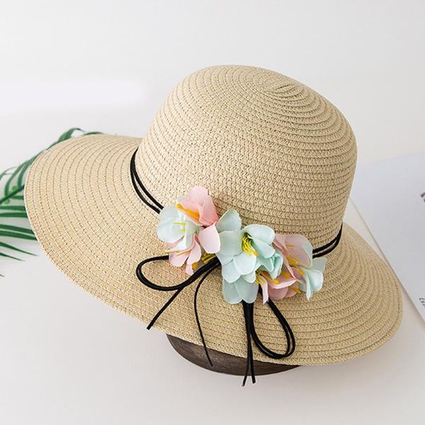 

caps & hats kids girl sun hat children straw summer sunscreen cute princess girls handmade beach female fisherman cap kid beanies, Yellow