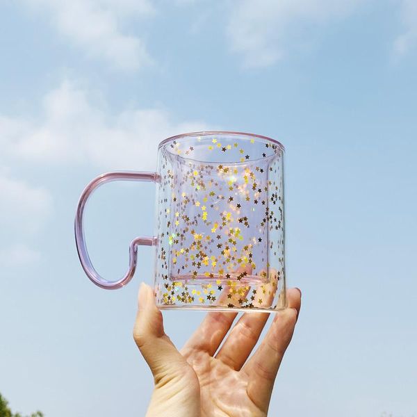 

double wall glass breakfast milk creative drinking nordic girls cup star bubble copas de cristal home drinkware ef50bl wine glasses