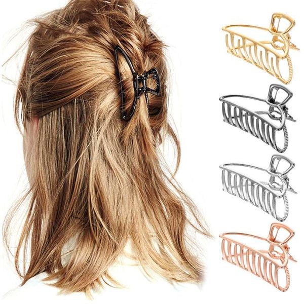 

women girls geometric hair claw clamp crab moon shape clip metal plastic solid color salon styling holding tools1