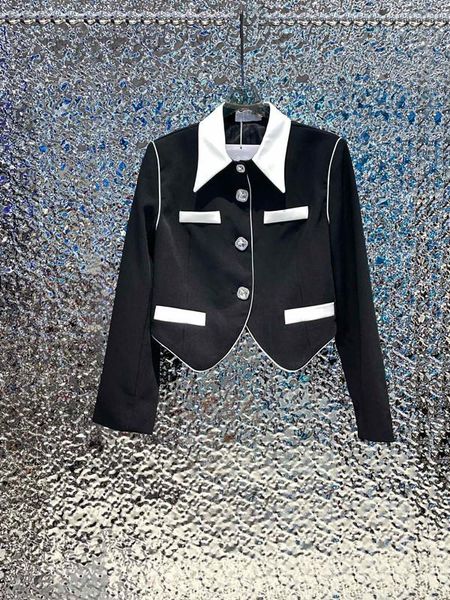 

women's suits & blazers 2021 winter coat lapel suit 0828, White;black