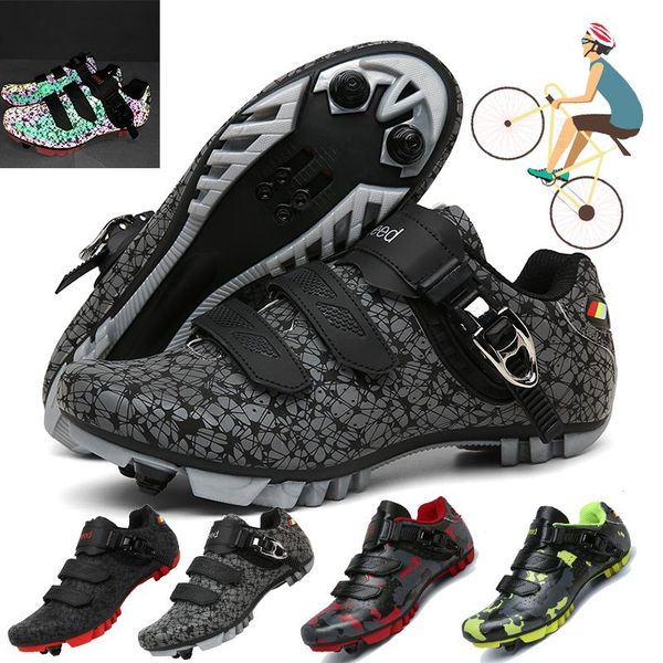

cycling footwear 2021 style sapatilha ciclismo mtb electronic bike shoes men women self-locking luminous sneakers, Black