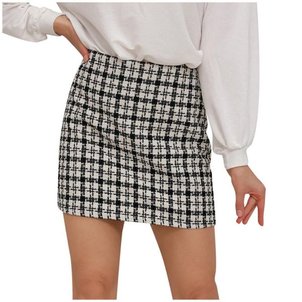 

skirts summer skirt women casual high waist elastic zipperlattice print beach short pencil mini falda cuadros#45, Black